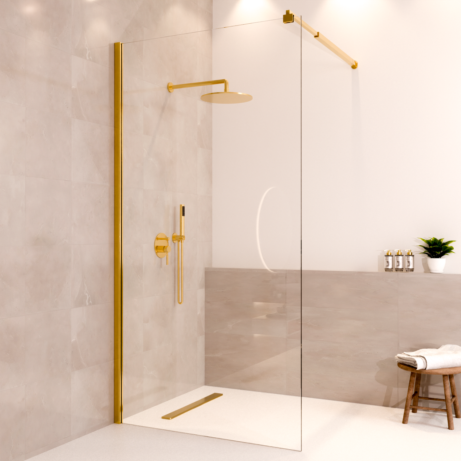 Douchewand Lima 100 x 200 cm - Glanzend Goud - Nano Coating