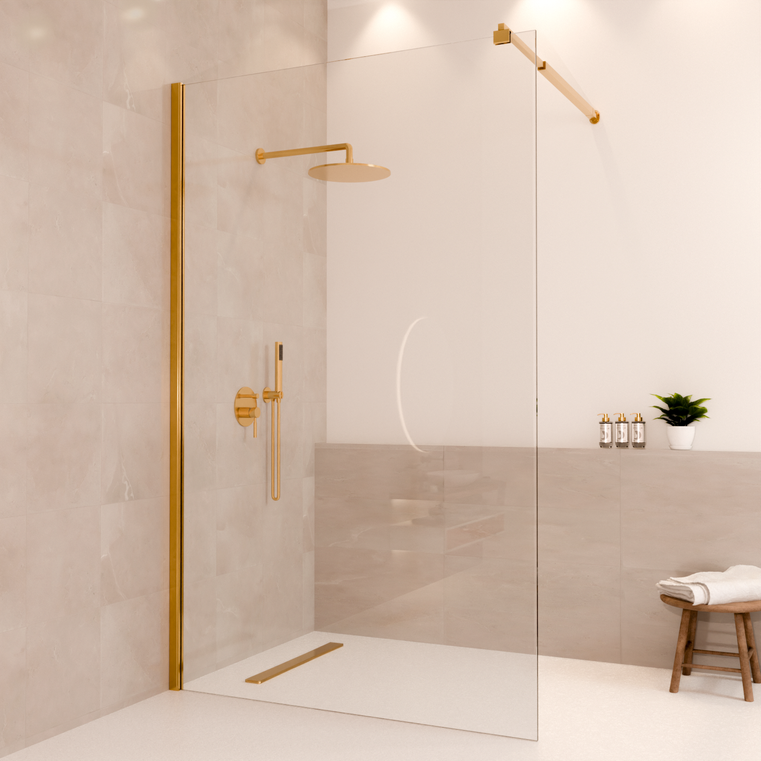Douchewand Lima 120 x 200 cm - Glanzend Goud - Nano Coating