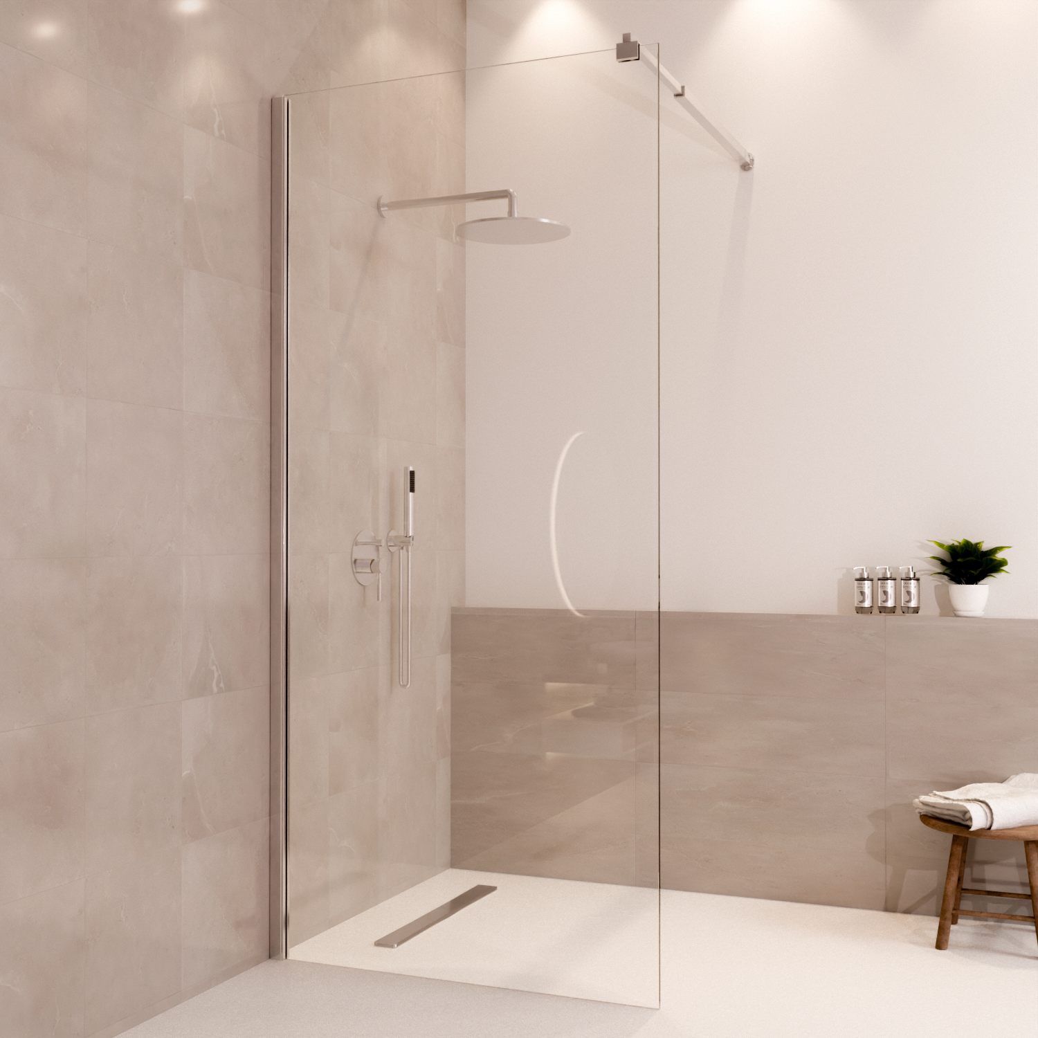Douchewand Lima 90 x 200 cm - Chroom - Nano Coating