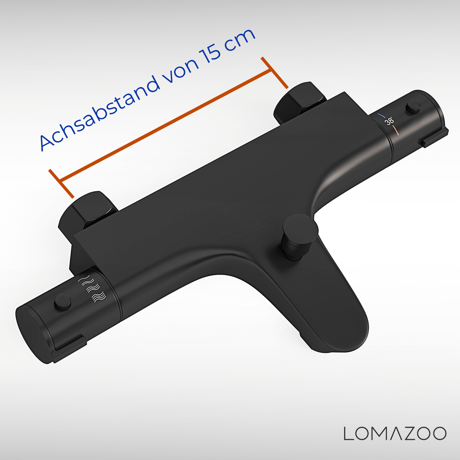 Thermostatische badkraan Mat Zwart - 15cm - lomazoo.com