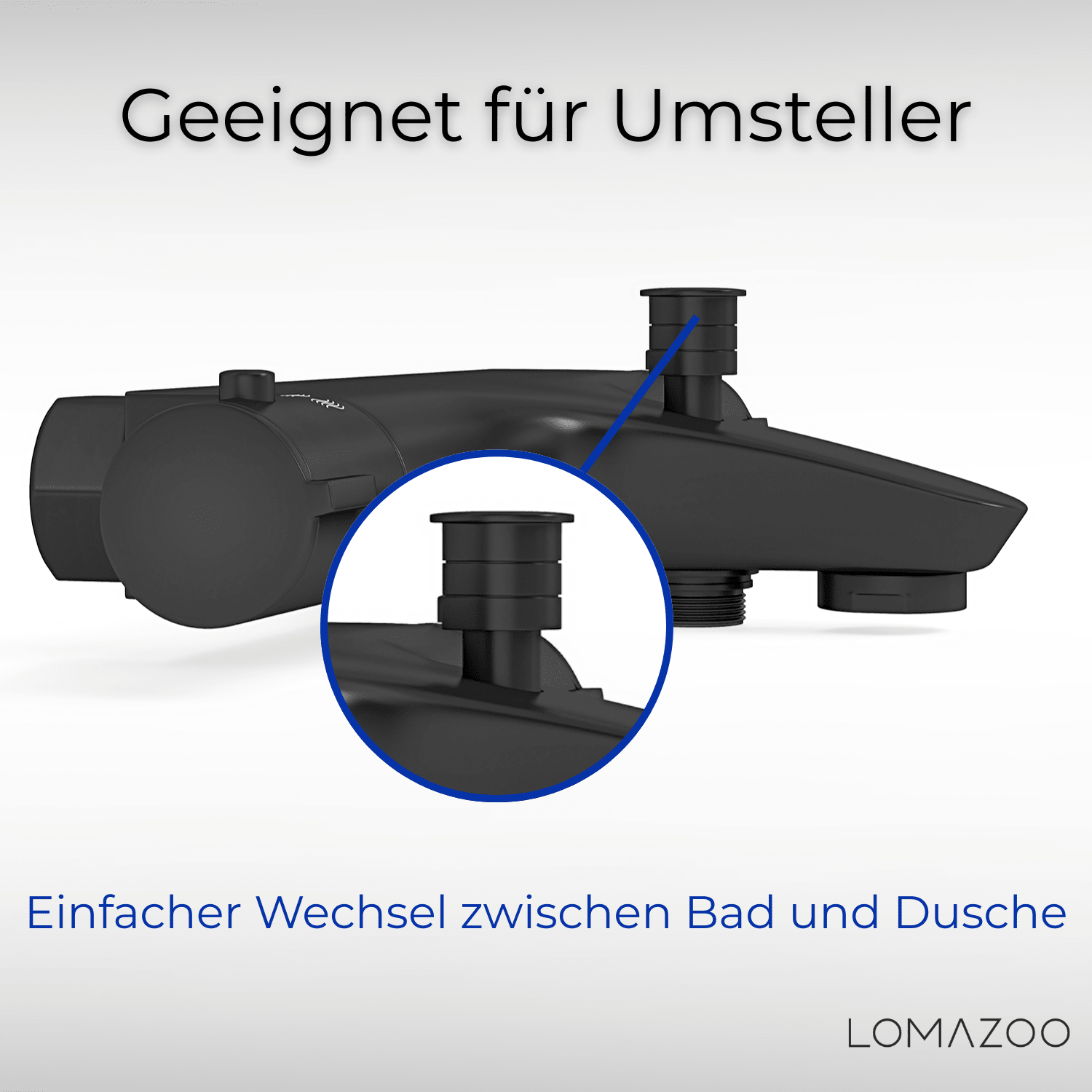 Thermostatische badkraan Mat Zwart - 15cm - lomazoo.com