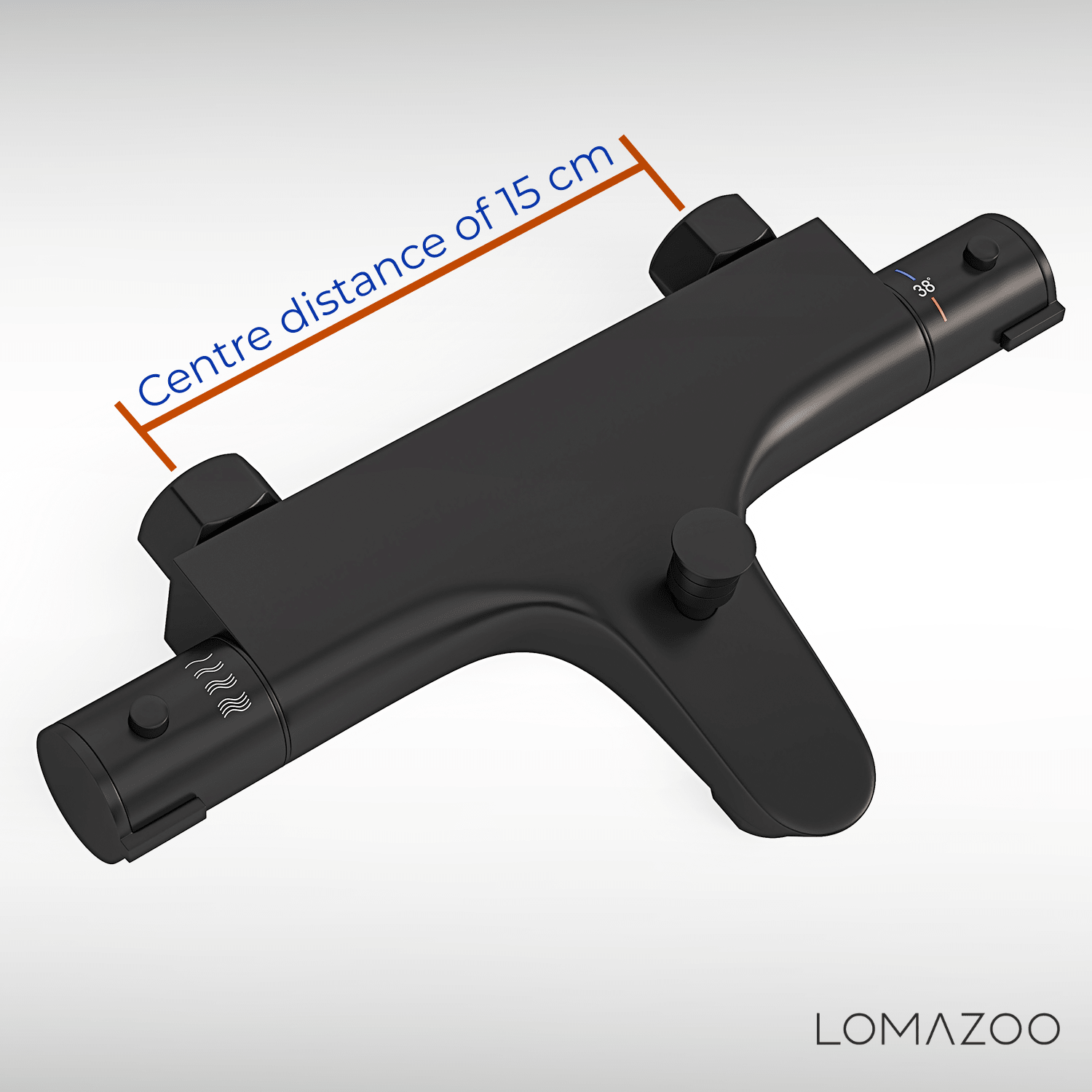 Thermostatische badkraan Mat Zwart - 15cm - lomazoo.com