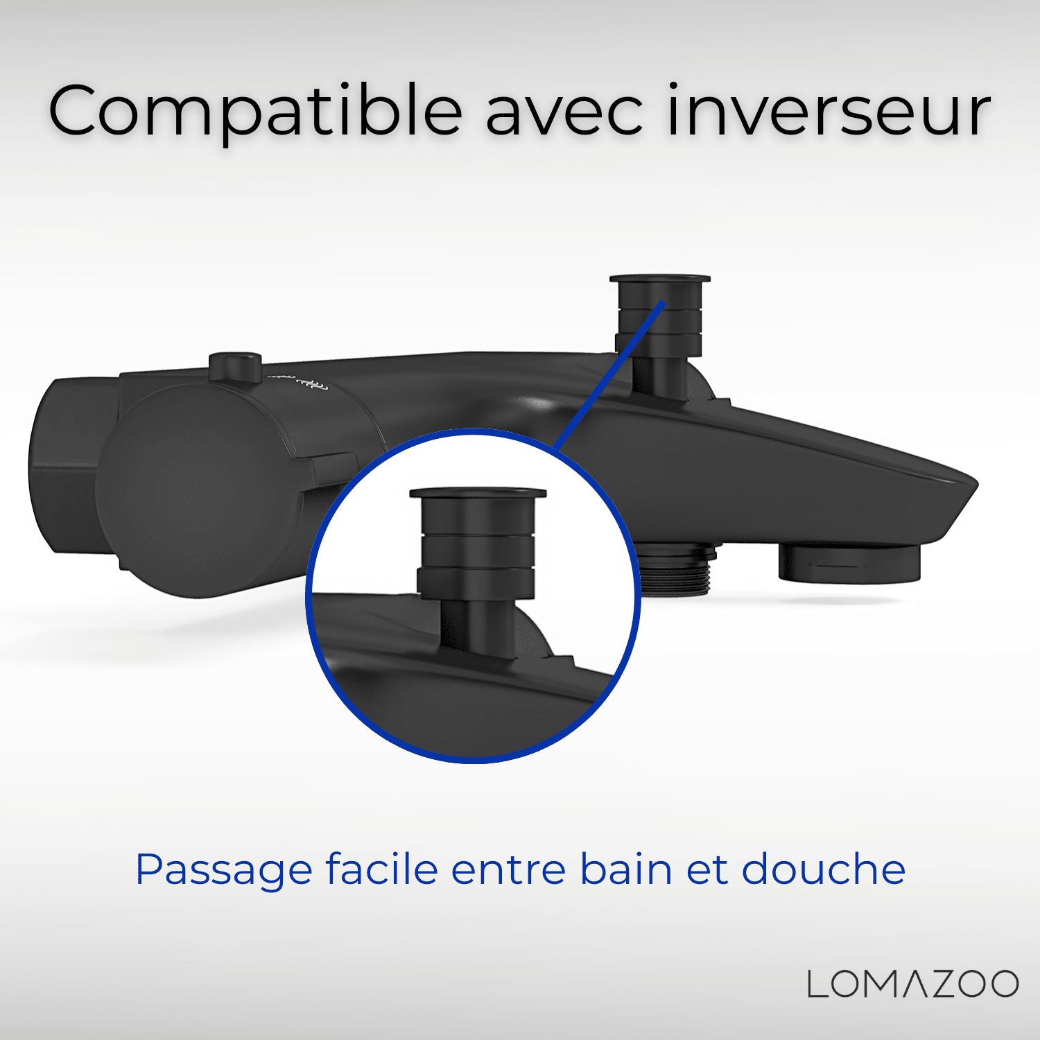 Thermostatische badkraan Mat Zwart - 15cm - lomazoo.com