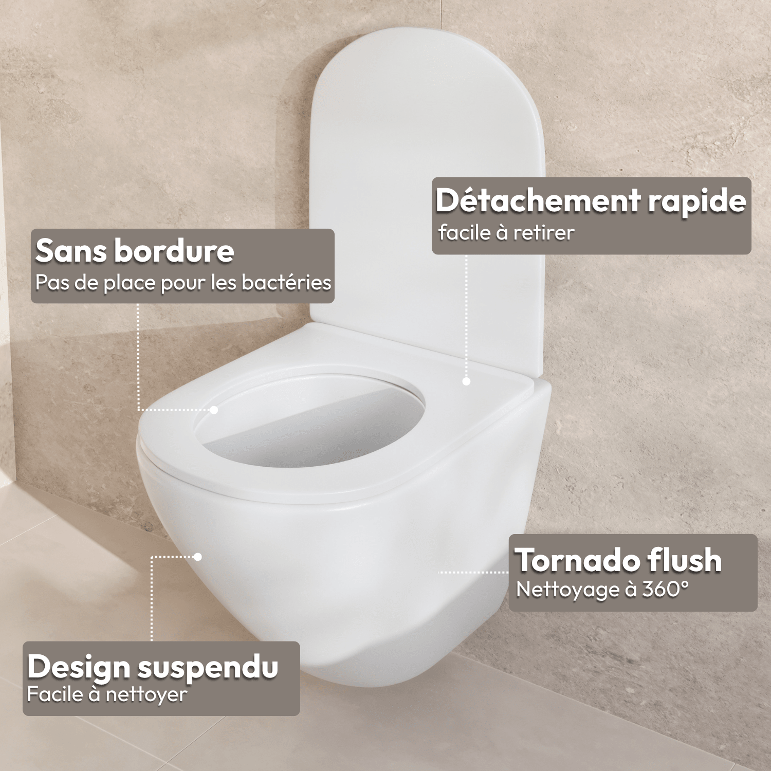 LINEA Hangend Toilet - Wit - Rond - lomazoo.com