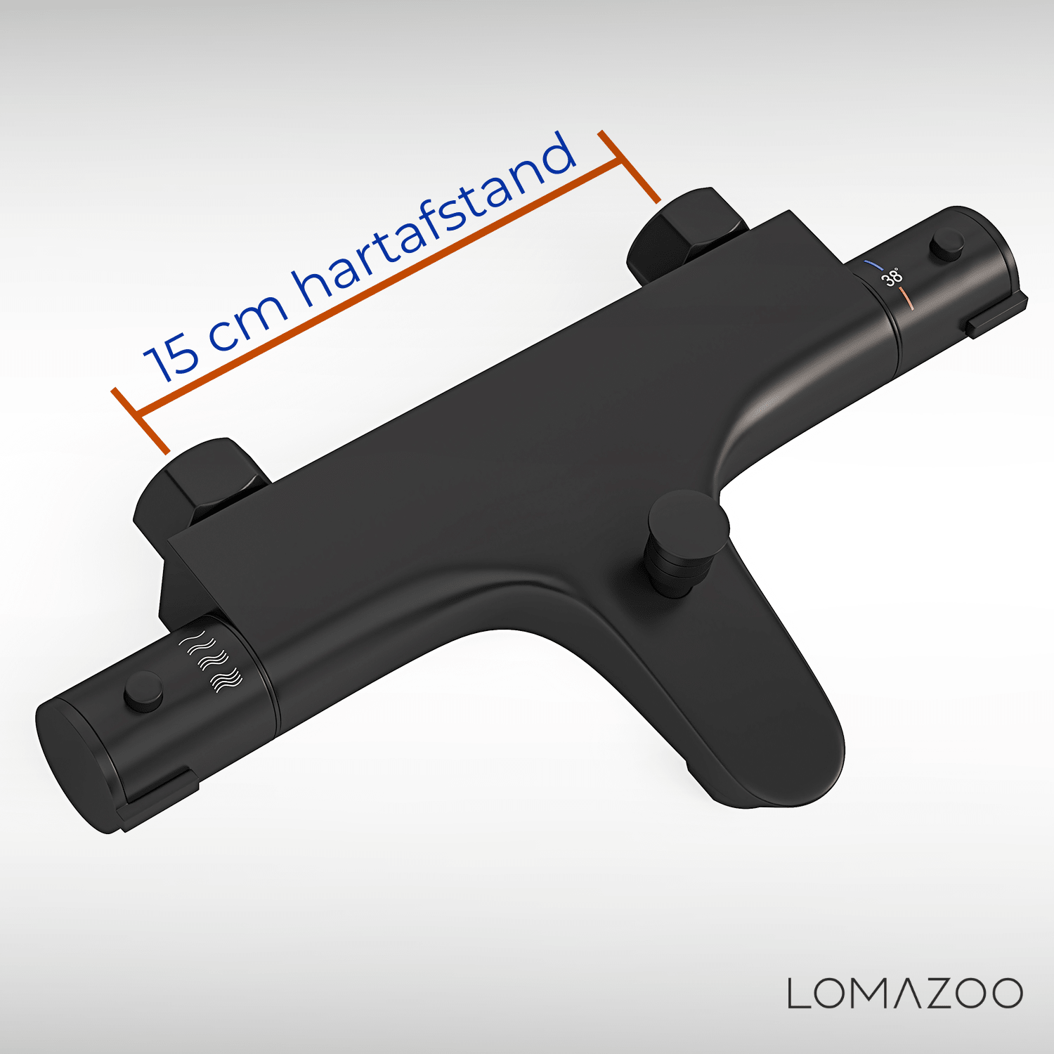 Thermostatische badkraan Mat Zwart - 15cm - lomazoo.com