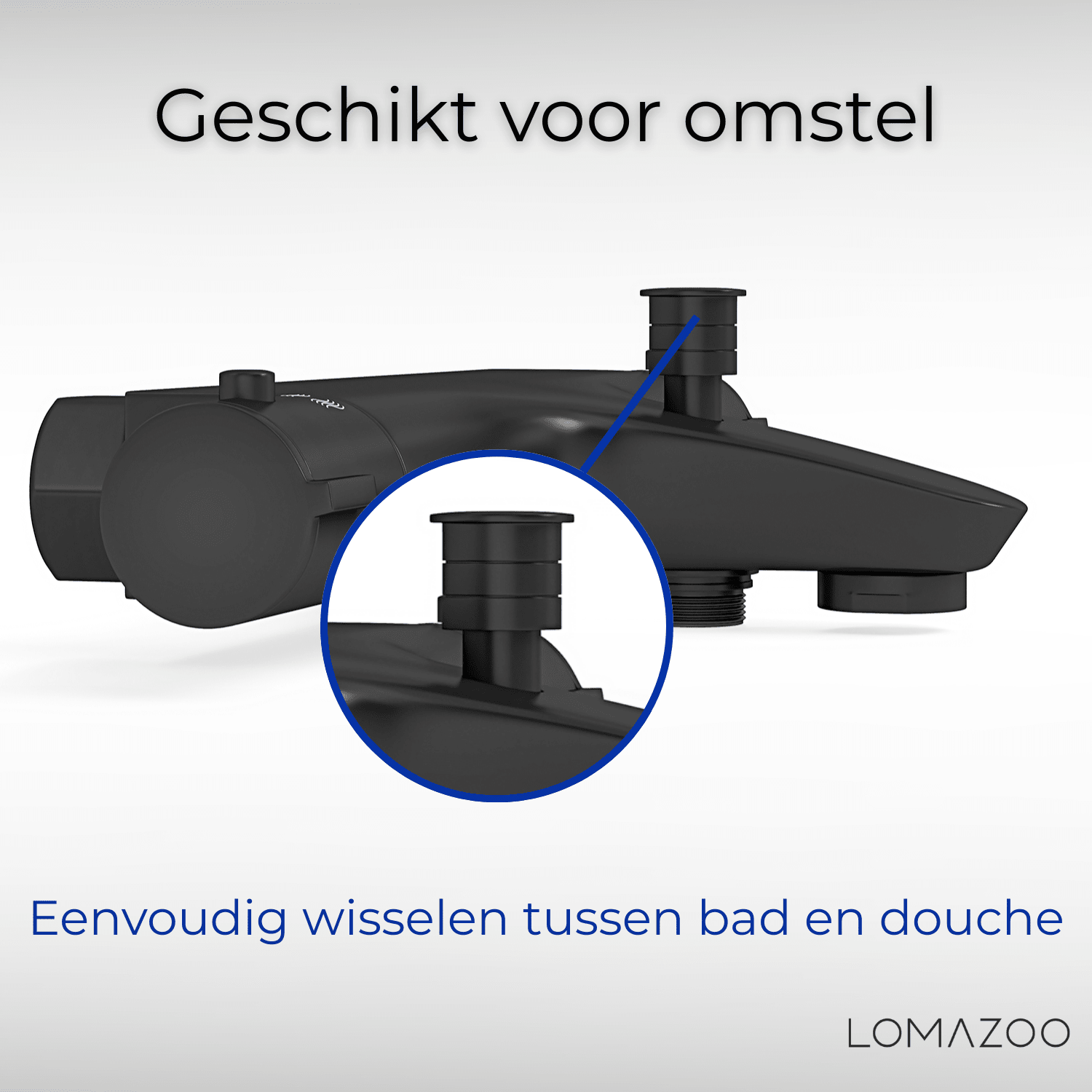 Thermostatische badkraan Mat Zwart - 15cm - lomazoo.com