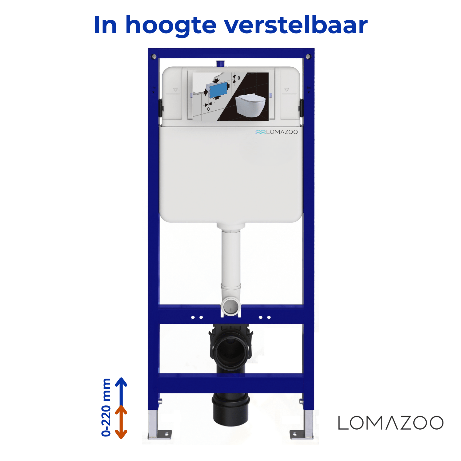 Hangtoilet met Inbouwreservoir - Rond Zwart - Drukplaat Vierkant Wit - Linea - lomazoo.com
