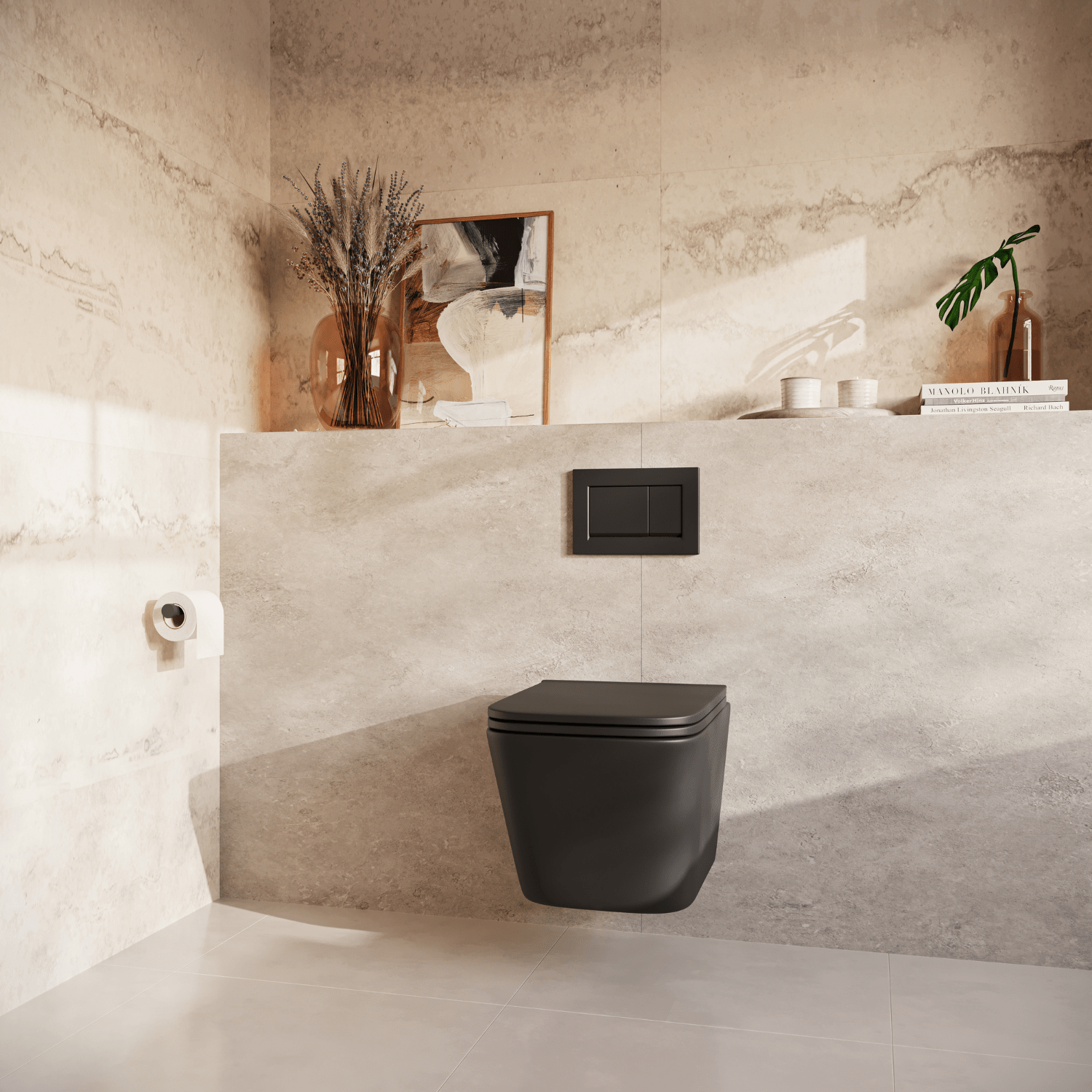 LINEA Hangend Toilet - Zwart - Vierkant - lomazoo.com