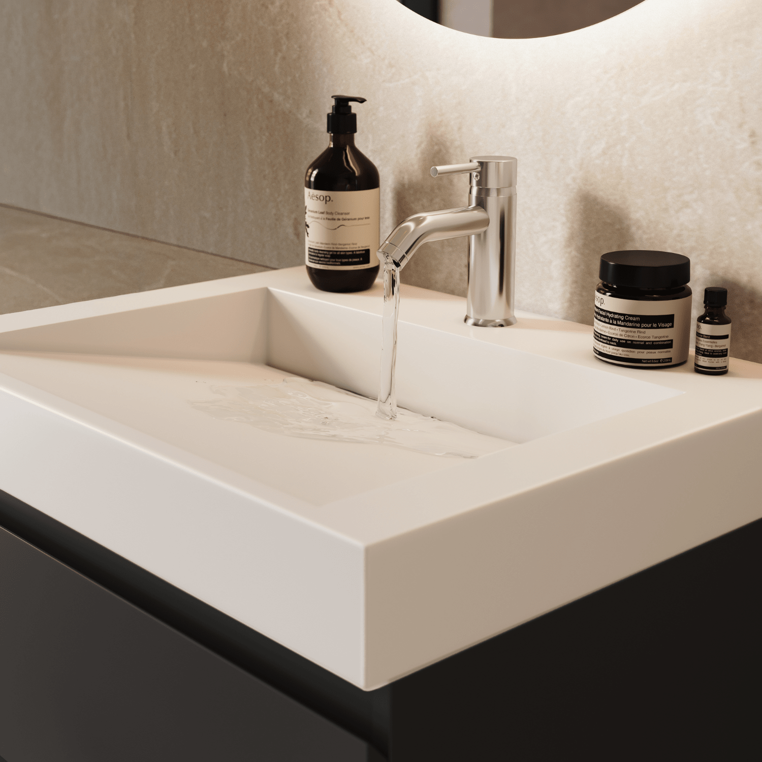 AZURO Mat Zwart - Wastafel Wit - Met Kolomkast - 60cm - lomazoo.com