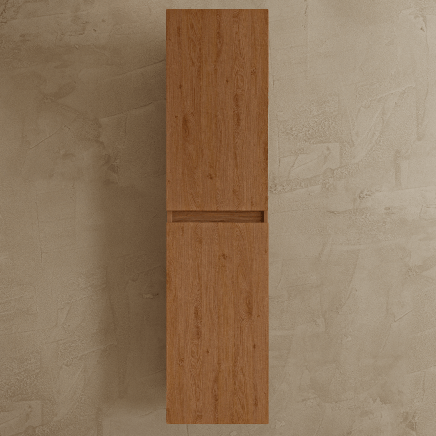 Badmeubelset VERONA 60 cm - Met Kolomkast - Warm Eiken - Wastafel Wit - lomazoo.com