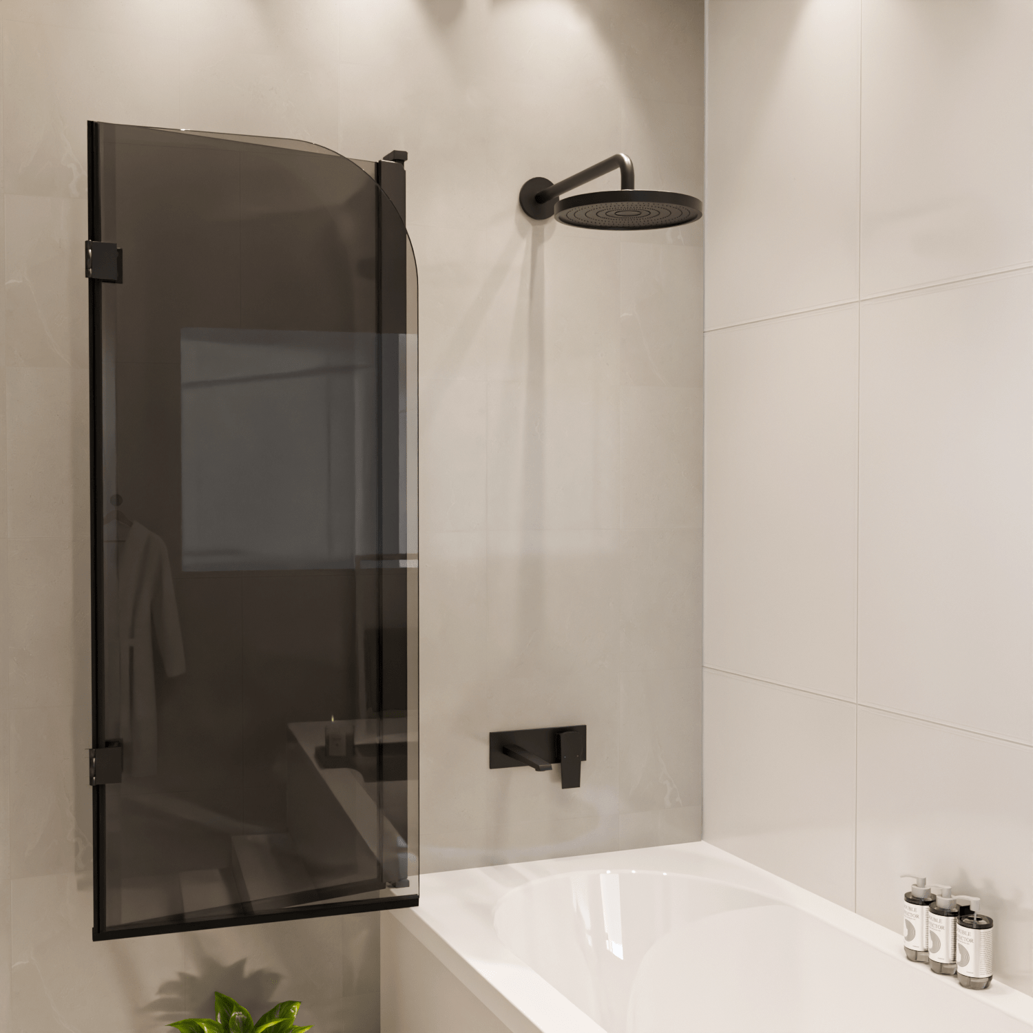 Badwand Caracas 100 x 140 cm - Zwart - Rookglas Nano Coating - lomazoo.com