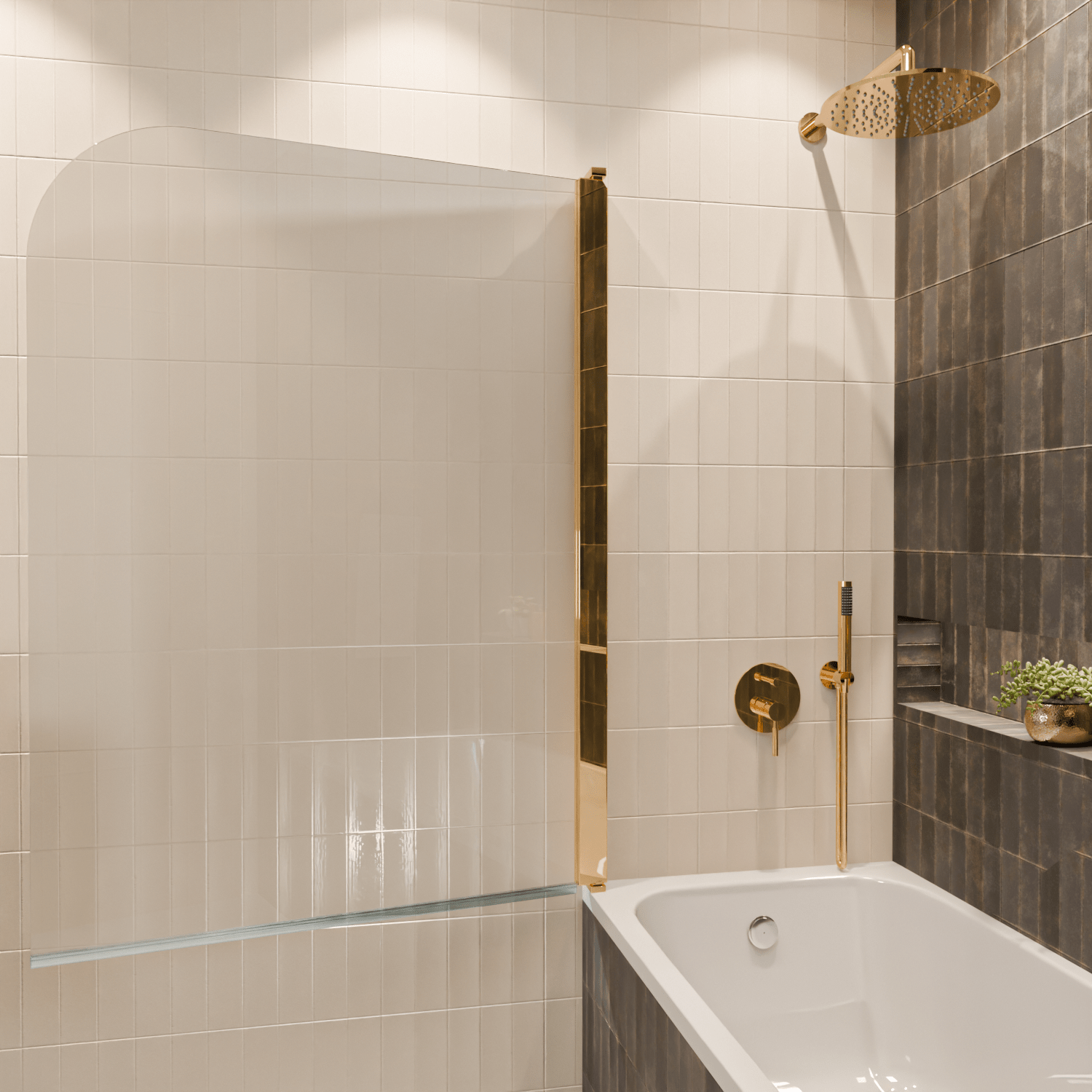 Badwand Palmas 100 x 140 cm - Glanzend Goud - Nano Coating - lomazoo.com