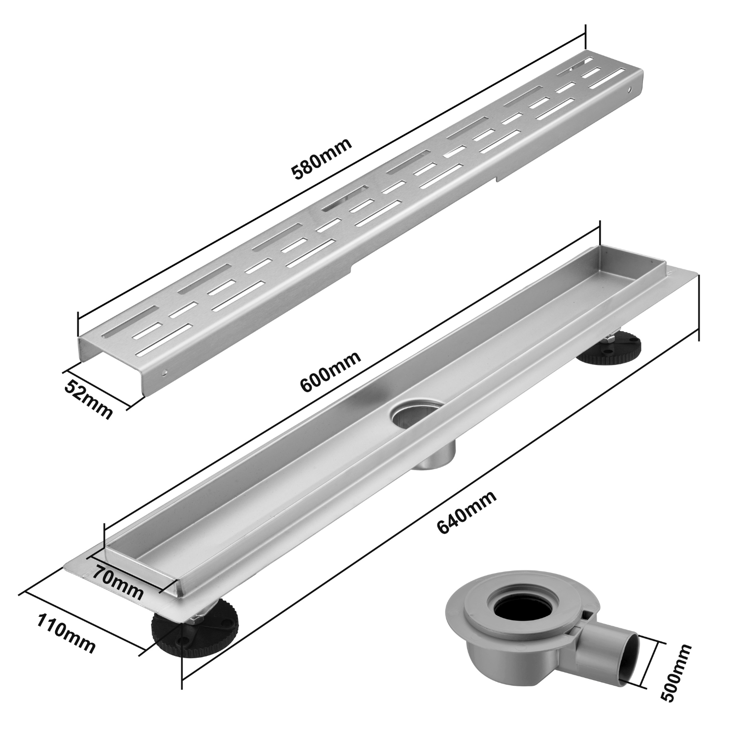 Douchegoot Cayma 60 cm - Geborsteld RVS - lomazoo.com