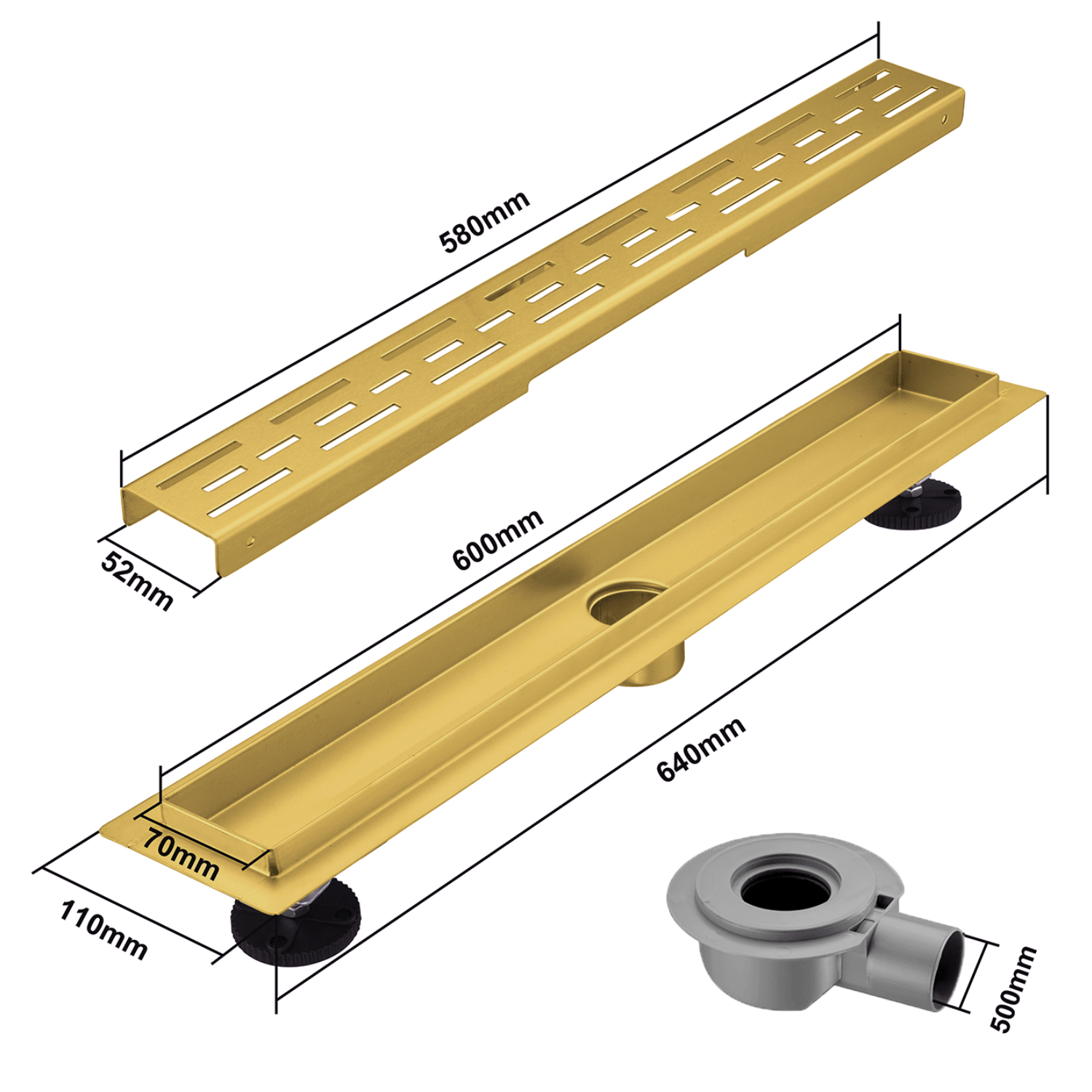 Douchegoot Cayma 60 cm - Goud - lomazoo.com