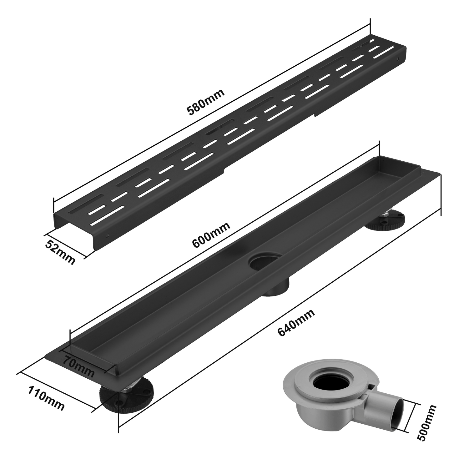 Douchegoot Cayma 60 cm - Matzwart - lomazoo.com