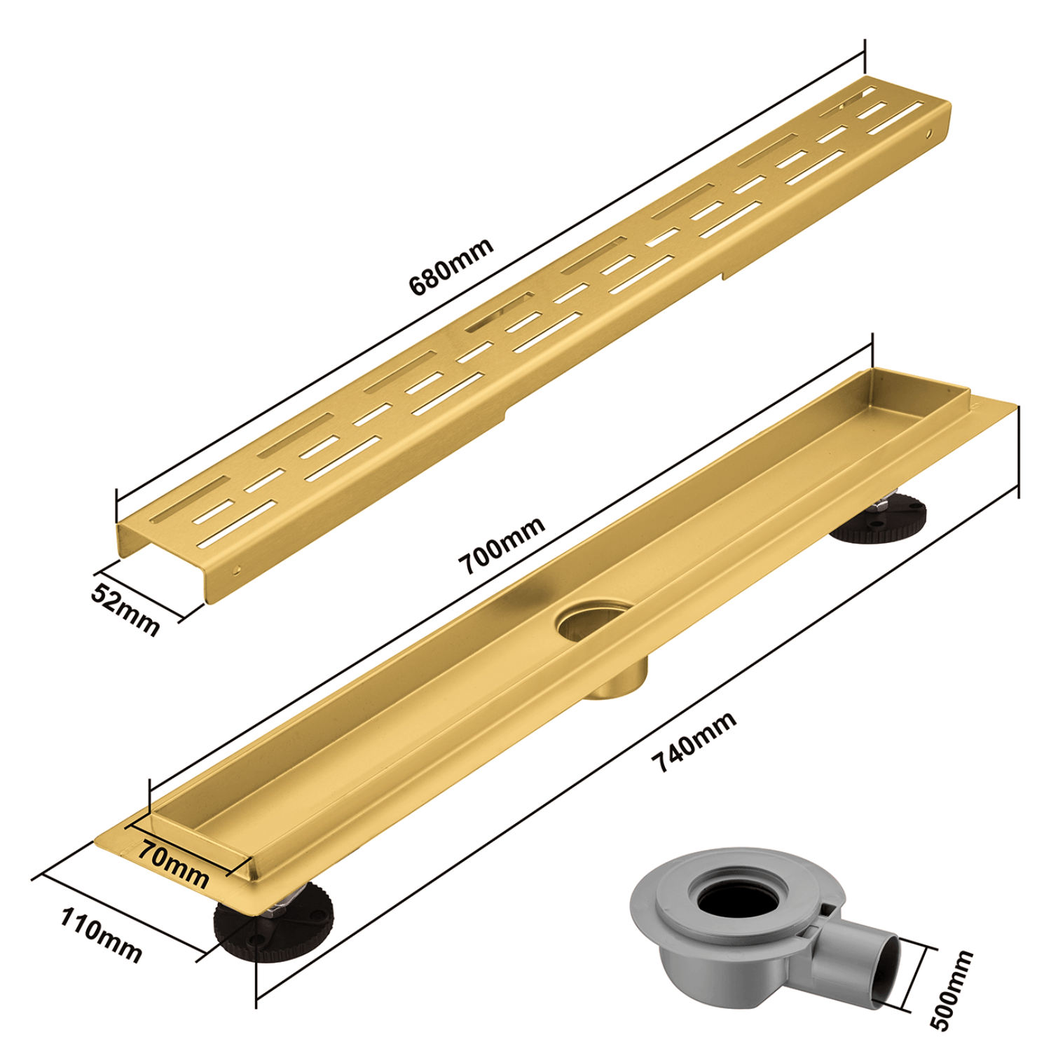 Douchegoot Cayma 70 cm - Goud - lomazoo.com