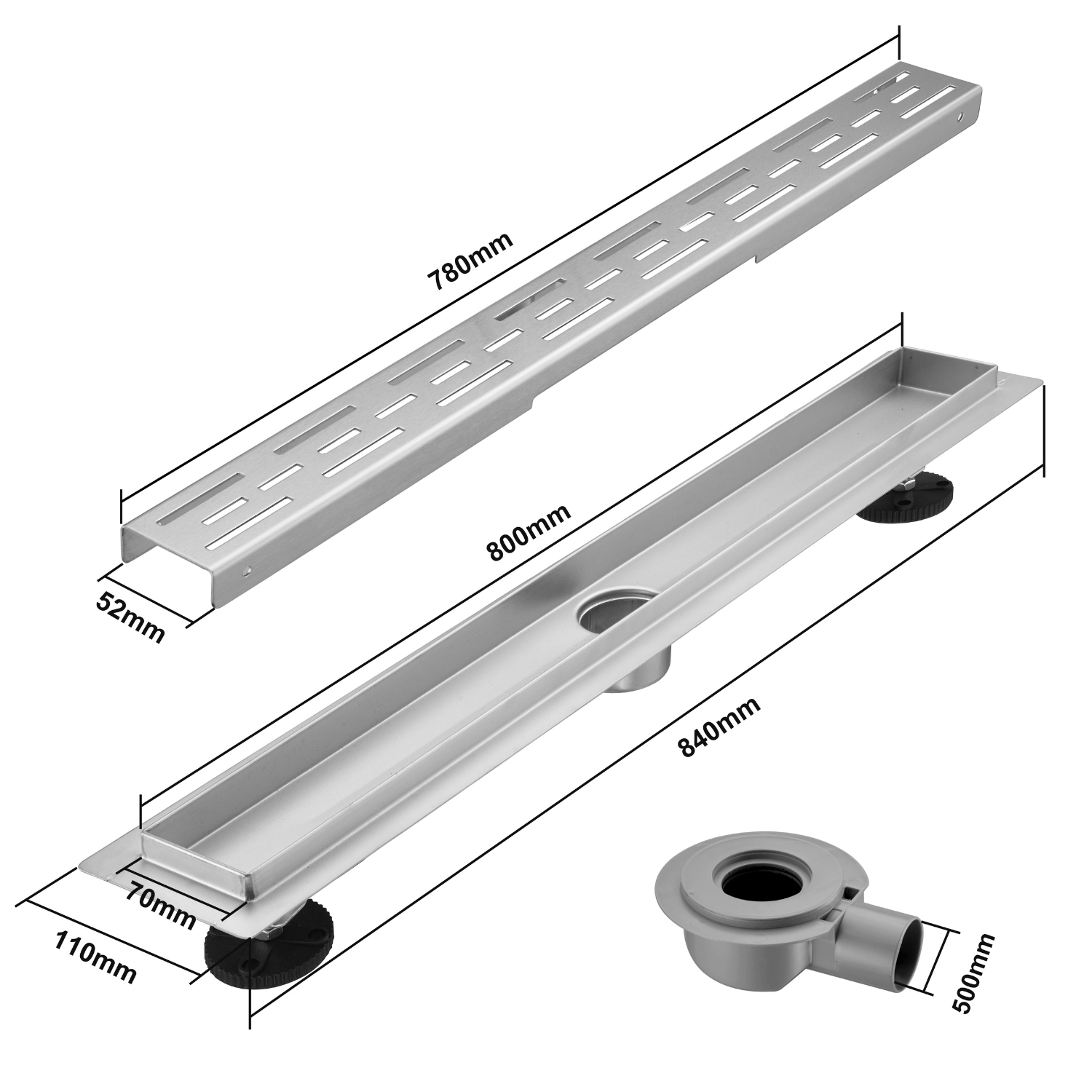 Douchegoot Cayma 80 cm - Geborsteld RVS - lomazoo.com