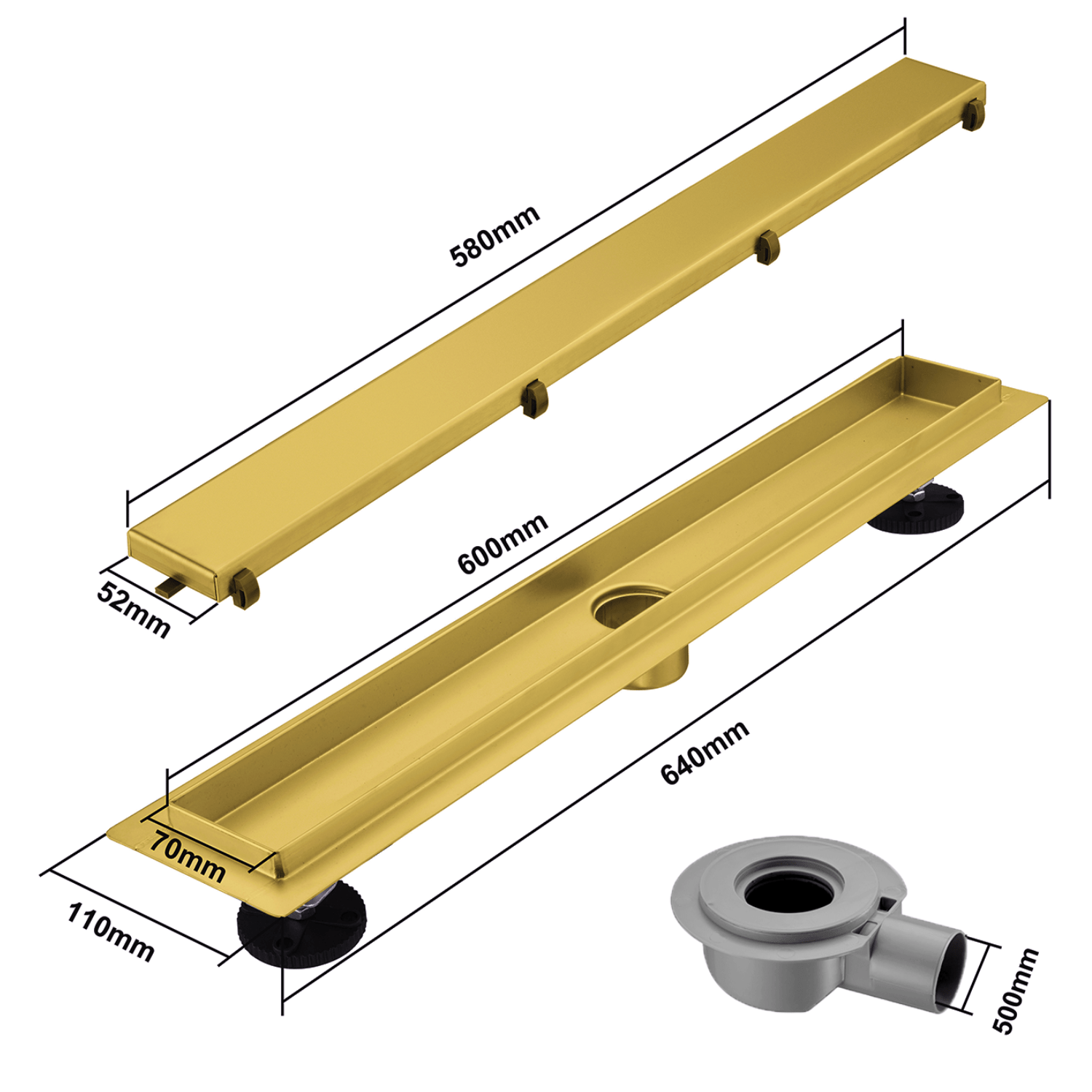 Douchegoot Nilo 60 cm - Goud - lomazoo.com