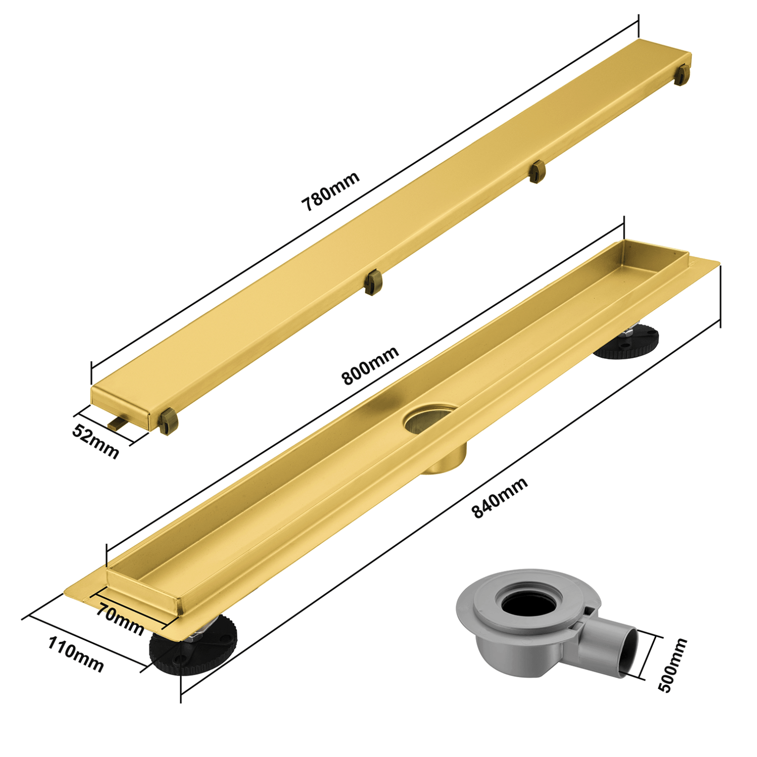 Douchegoot Nilo 80 cm - Goud - lomazoo.com