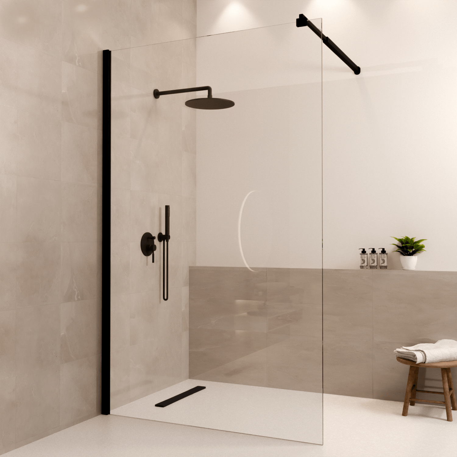 Douchewand Lima 120 x 200 cm - Zwart - Nano Coating - lomazoo.com