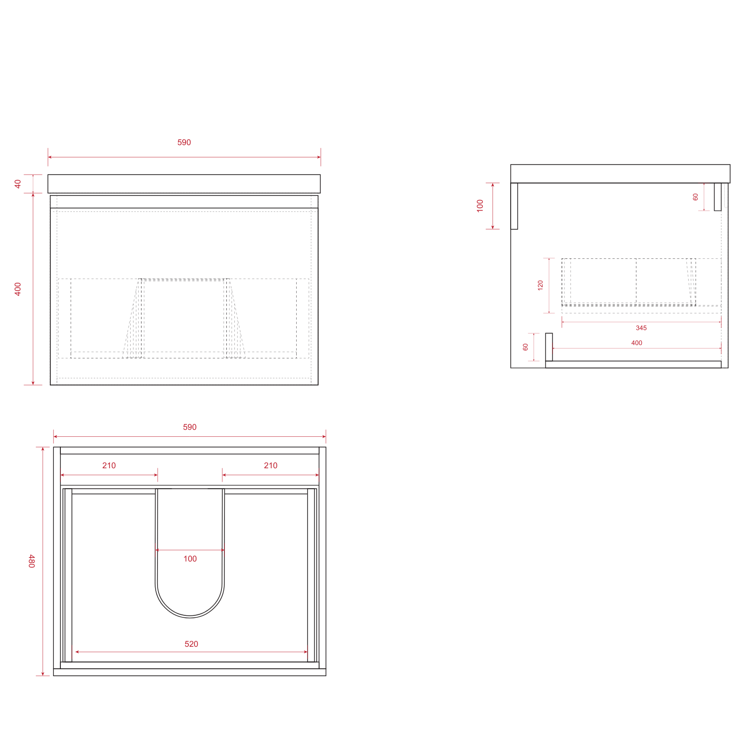 MODENA Greige - Wastafel Wit - 60cm - lomazoo.com