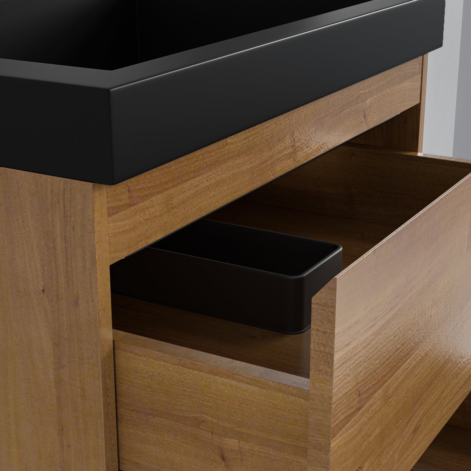 MONACO Warm Eiken - Wastafel Zwart - 60cm - lomazoo.com