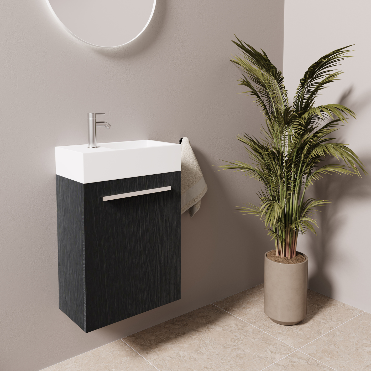 BOMBAY Chêne Noir - Lavabo Blanc