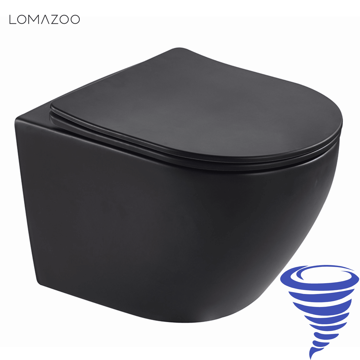 LINEA Hangend Toilet - Zwart - Rond - lomazoo.com