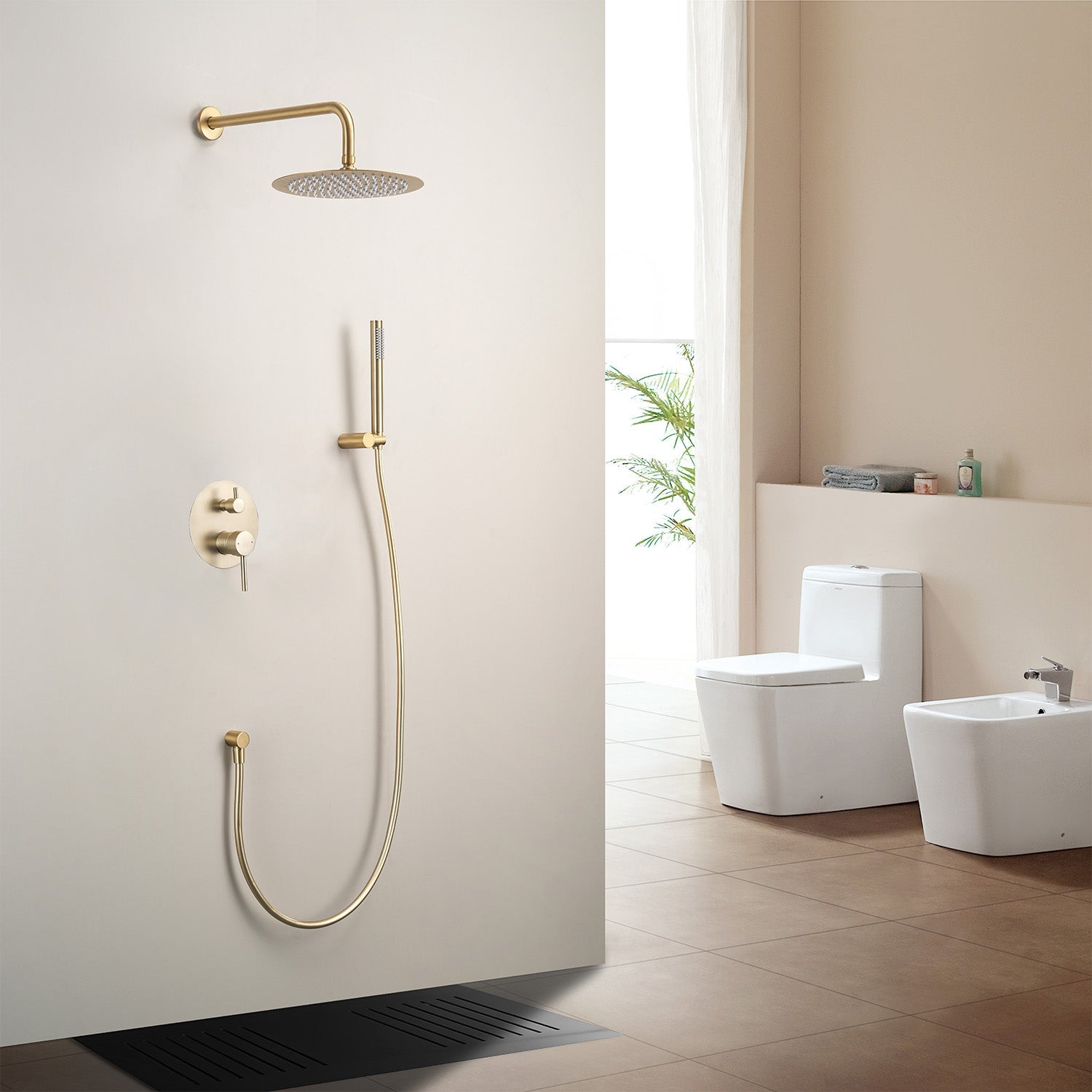 Douchesysteem Plieger Voda Thermostatisch met Douchekraan, Hoofddouche