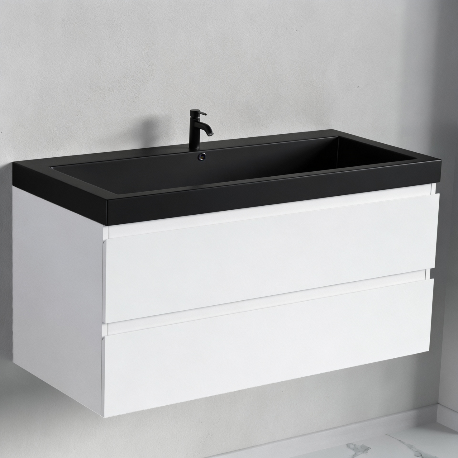 MONACO Glanzend Wit - Wastafel Zwart - 100 cm