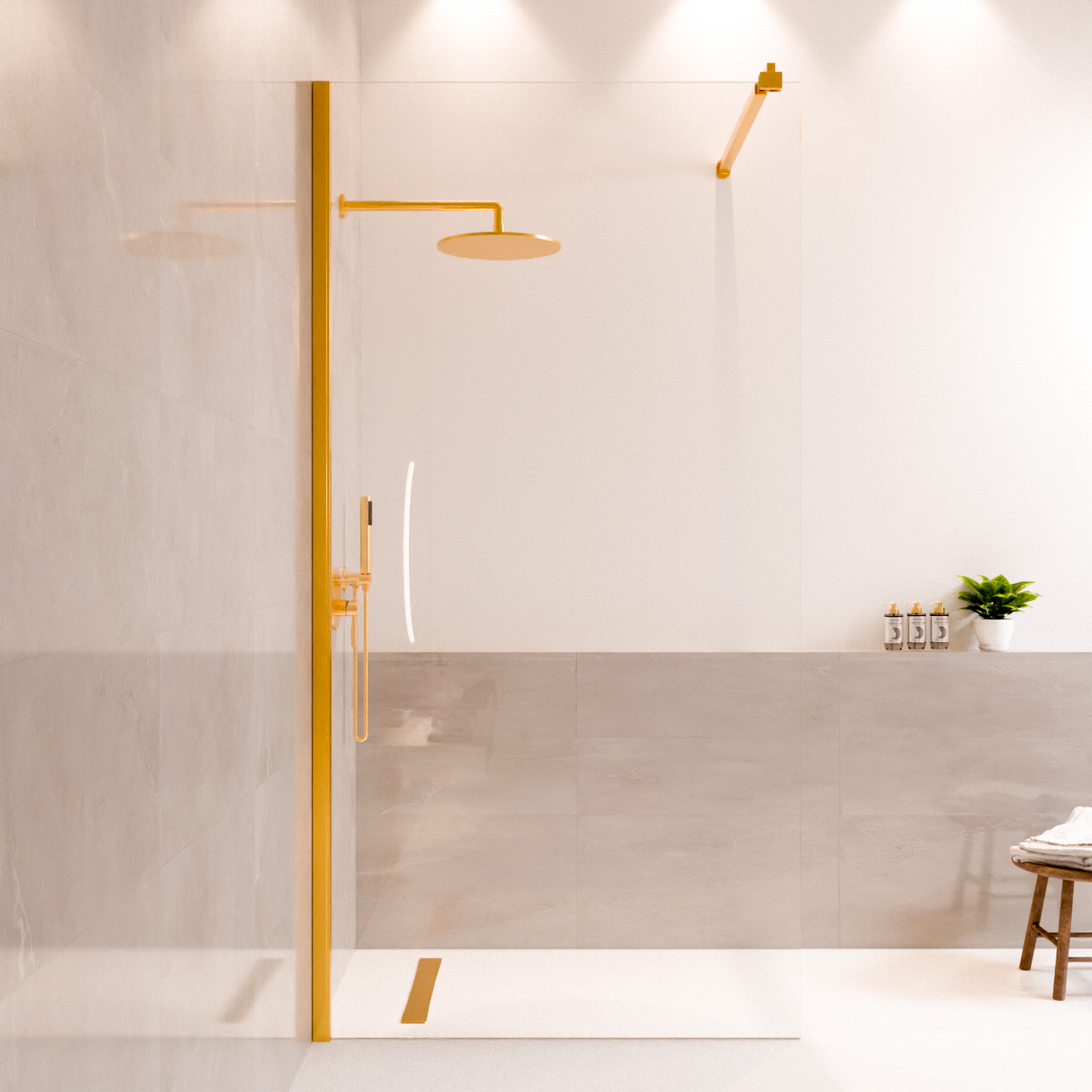 Douchewand  Lima 100 x 200 cm - Glanzend Goud - Nano Coating
