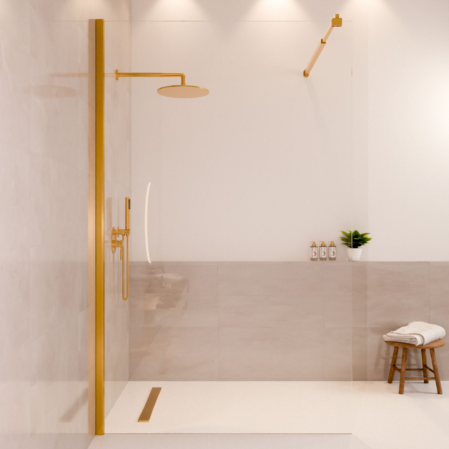 Douchewand Lima 120 x 200 cm - Glanzend Goud - Nano Coating