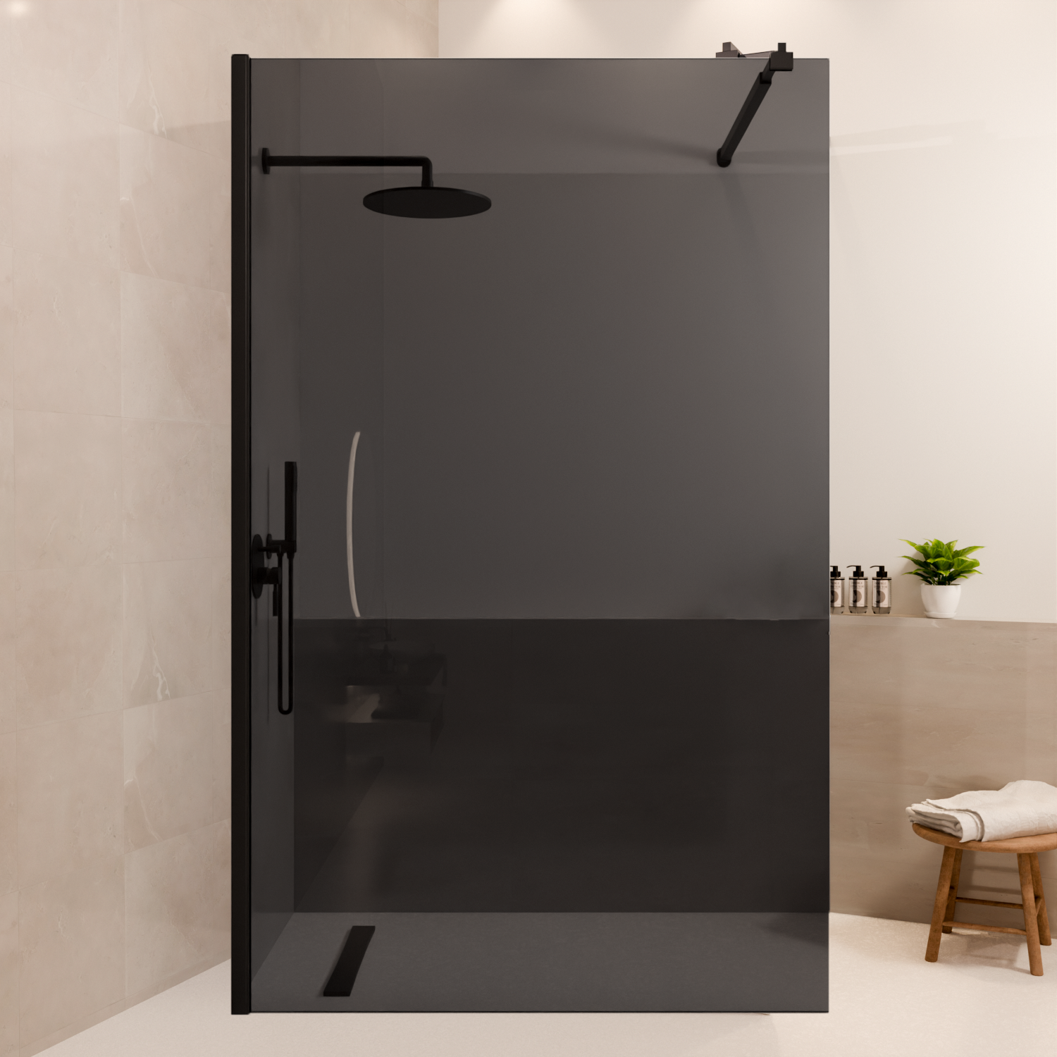 Douchewand Lima 120 x 200 cm - Zwart - Rookglas Nano Coating