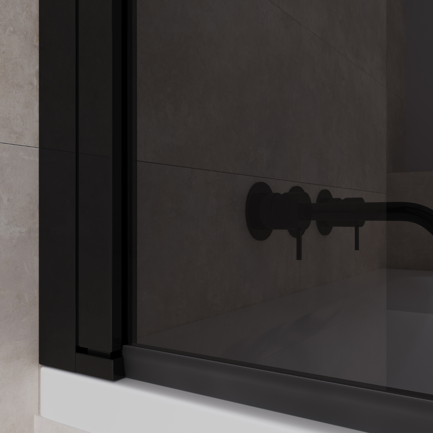 Badwand Palmas 80 x 140 cm - Zwart - Rookglas Nano Coating