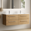 VALENO Chêne clair - Lavabo blanc - 120 cm
