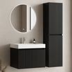 Ensemble meuble de salle de bain ZESERO 60 cm - Avec colonne - Noir mat - Vasque blanche