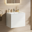 Mueble de baño suspendido NINEO blanco brillo - Lavabo blanco - 60 cm