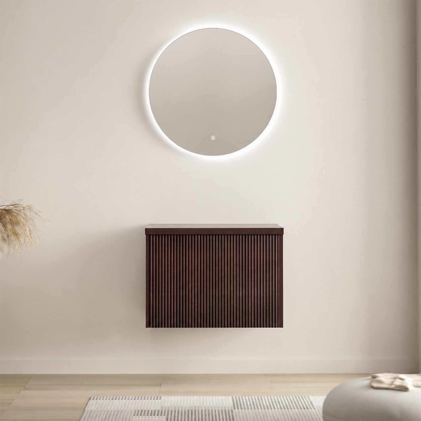 MESSINA Onderkast zonder waskom - Ribbel Walnoot - 60cm