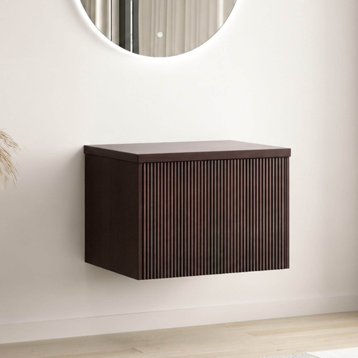 MESSINA Onderkast zonder waskom - Ribbel Walnoot - 60cm