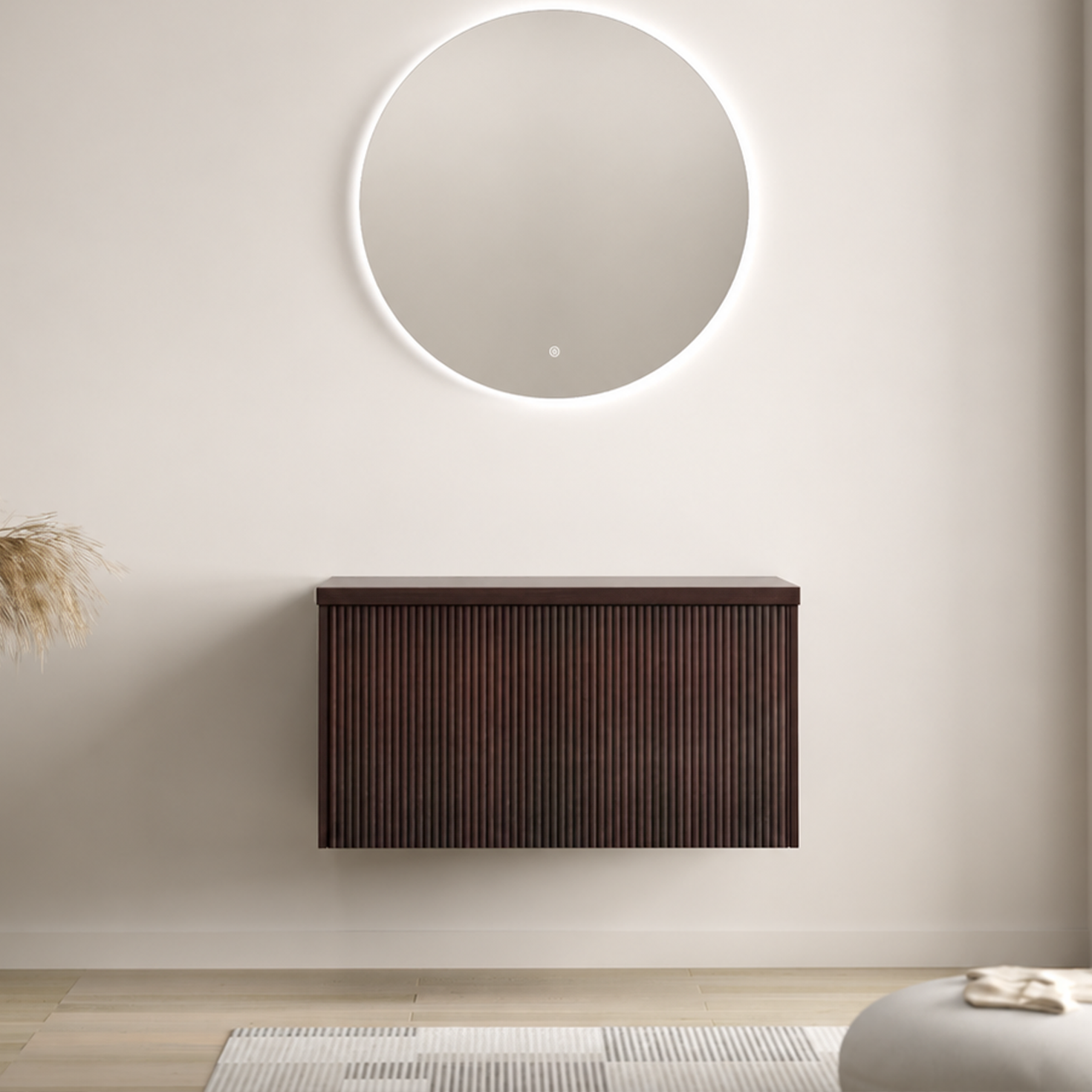 MESSINA Onderkast zonder waskom - Ribbel Walnoot - 80cm