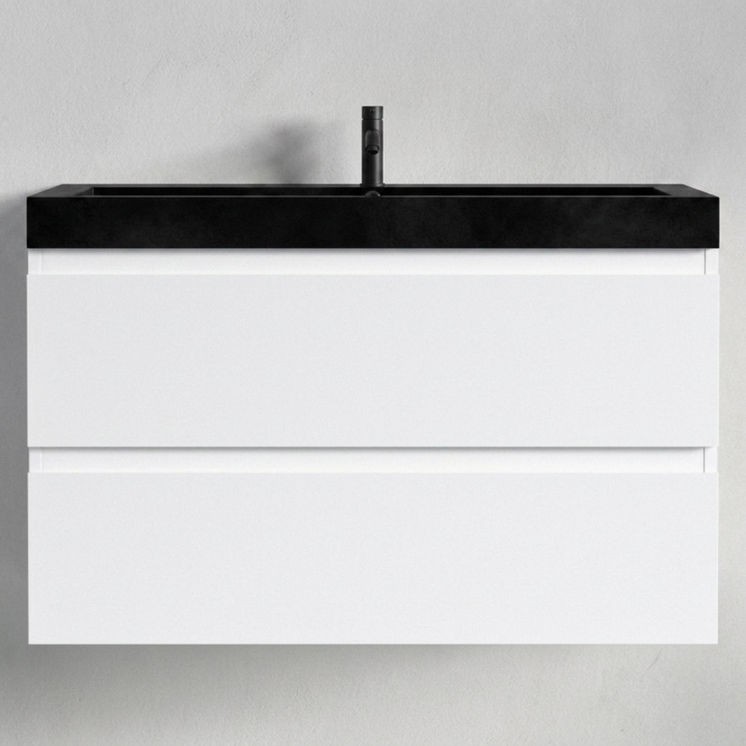 MONACO Glanzend Wit - Wastafel Zwart - 80 cm