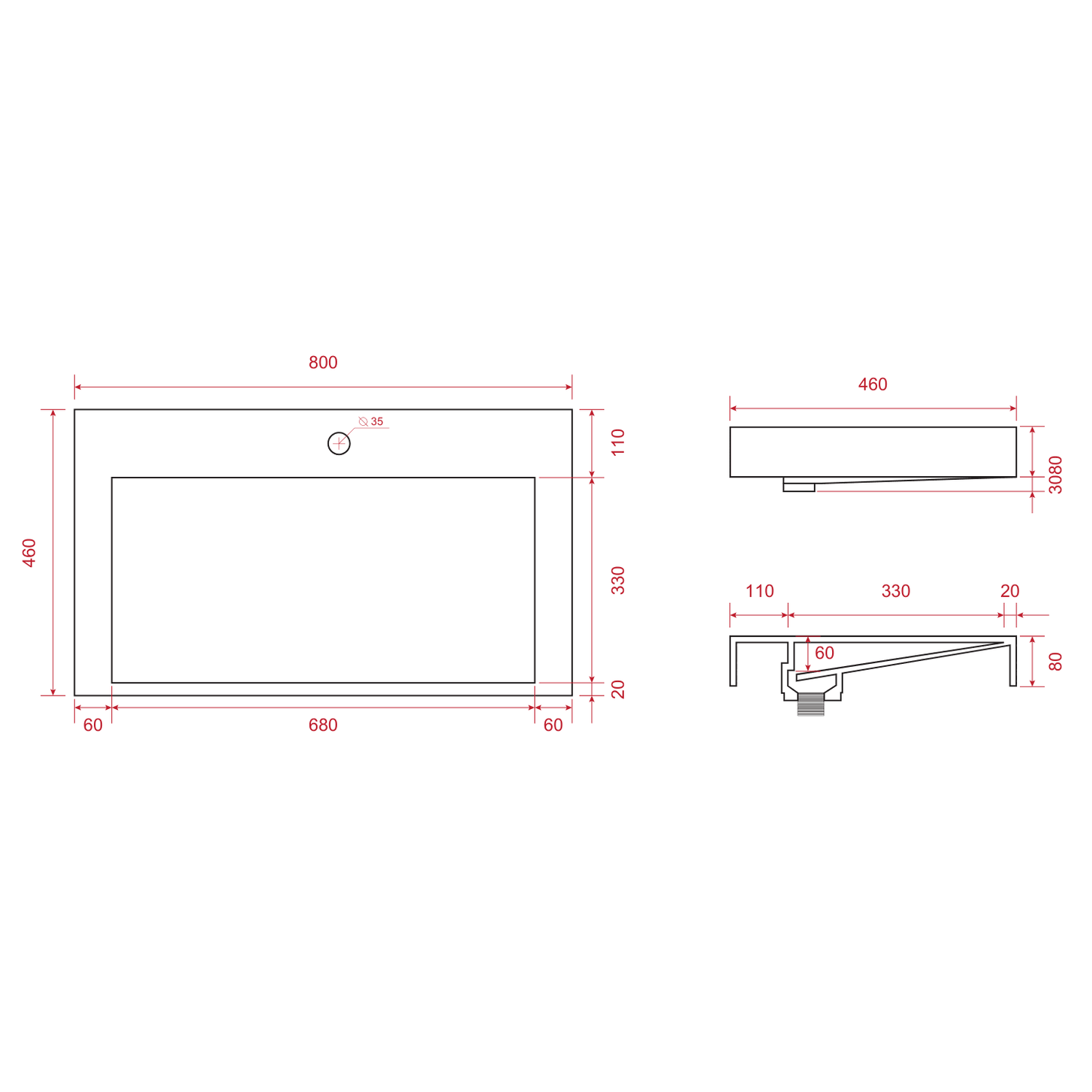 AZURO Mat Zwart - Wastafel Wit - Met Kolomkast - 80cm - lomazoo.com