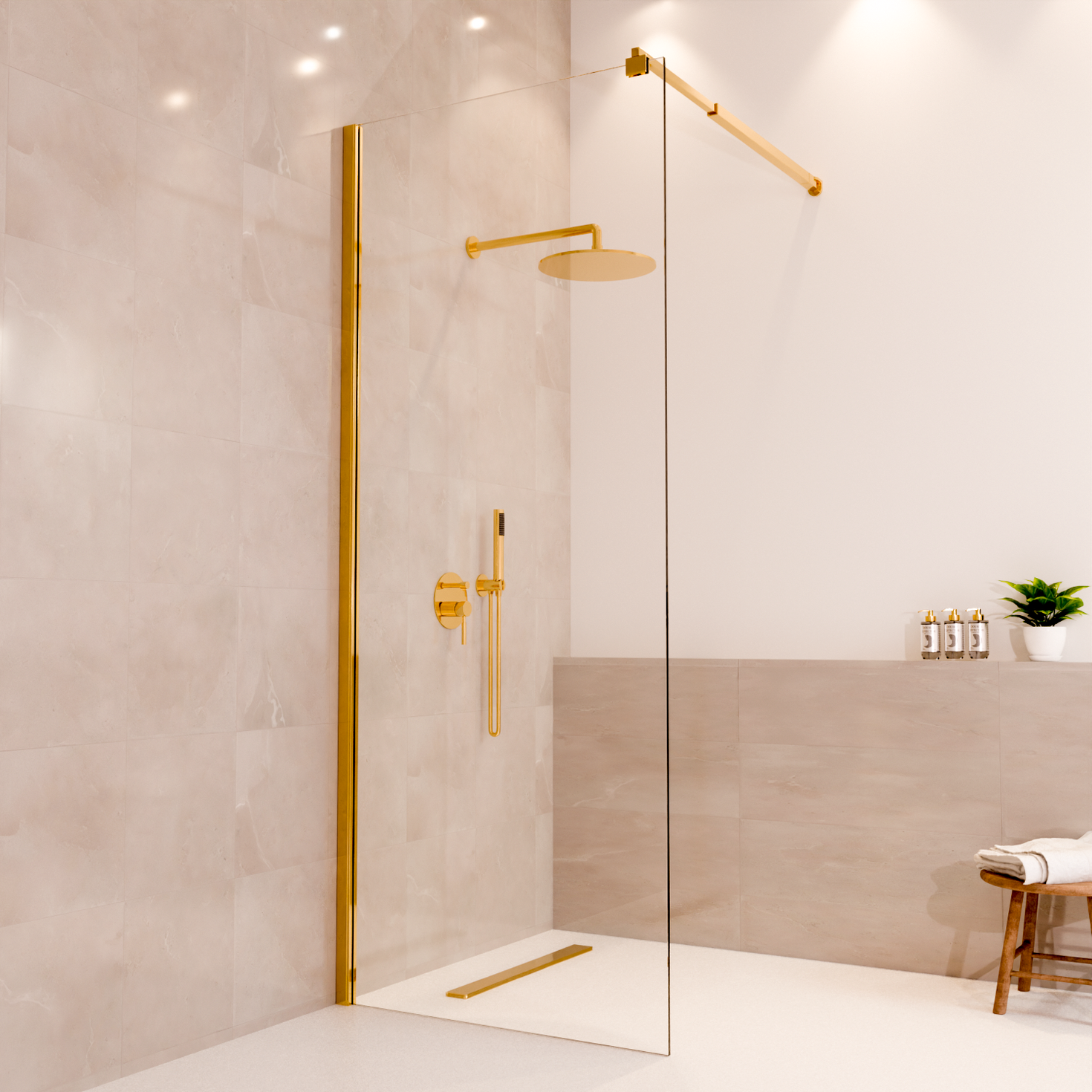 Douchewand Lima 80 x 200 cm - Glanzend Goud - Nano Coating