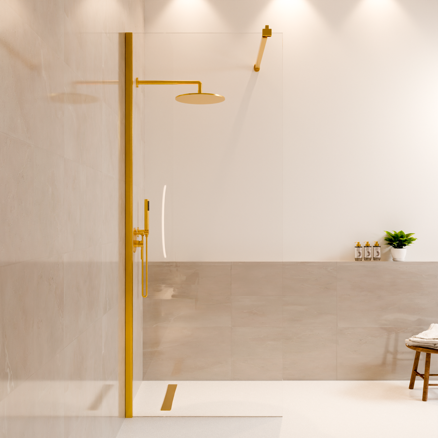 Douchewand Lima 80 x 200 cm - Glanzend Goud - Nano Coating