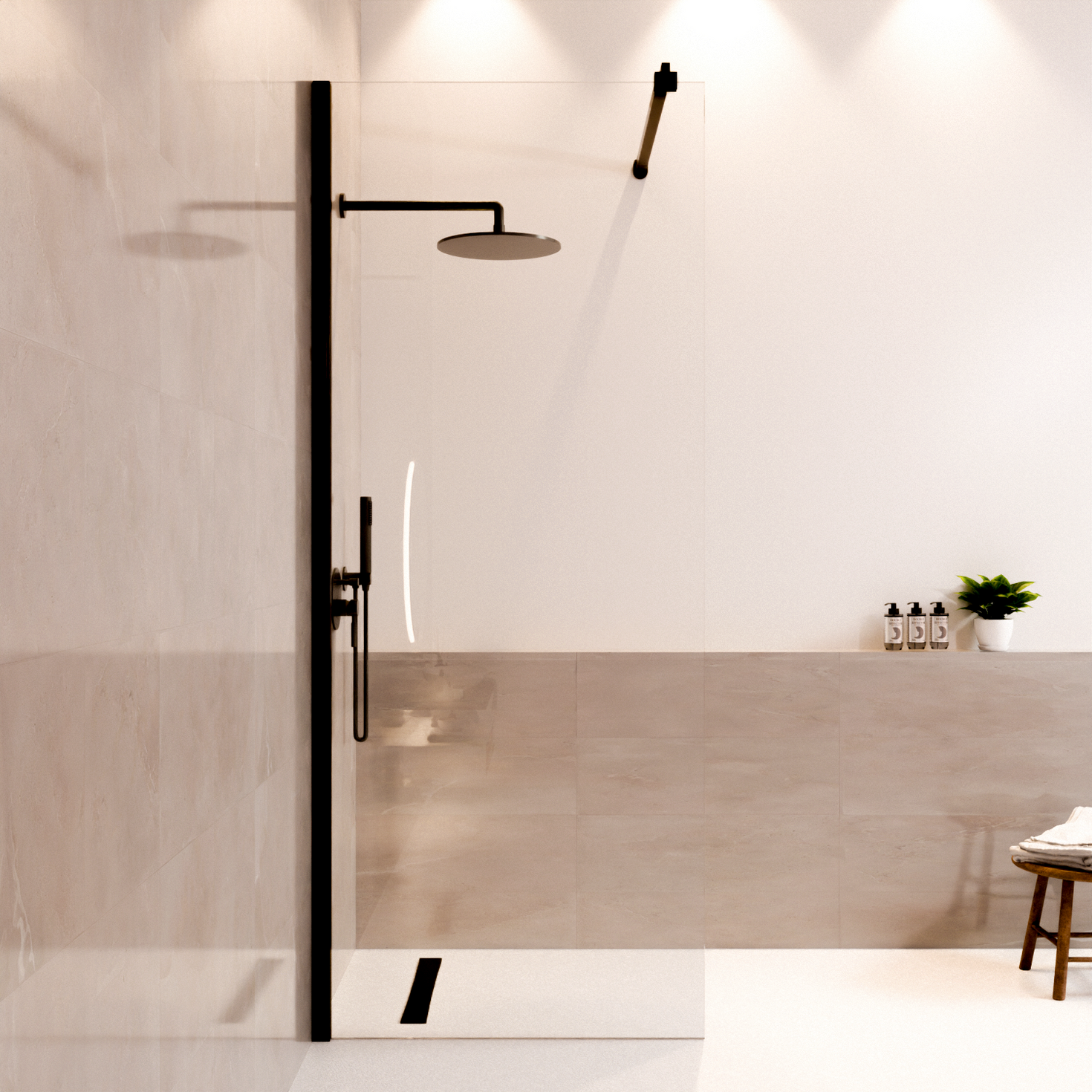 Douchewand Lima 80 x 200 cm - Zwart - Nano Coating