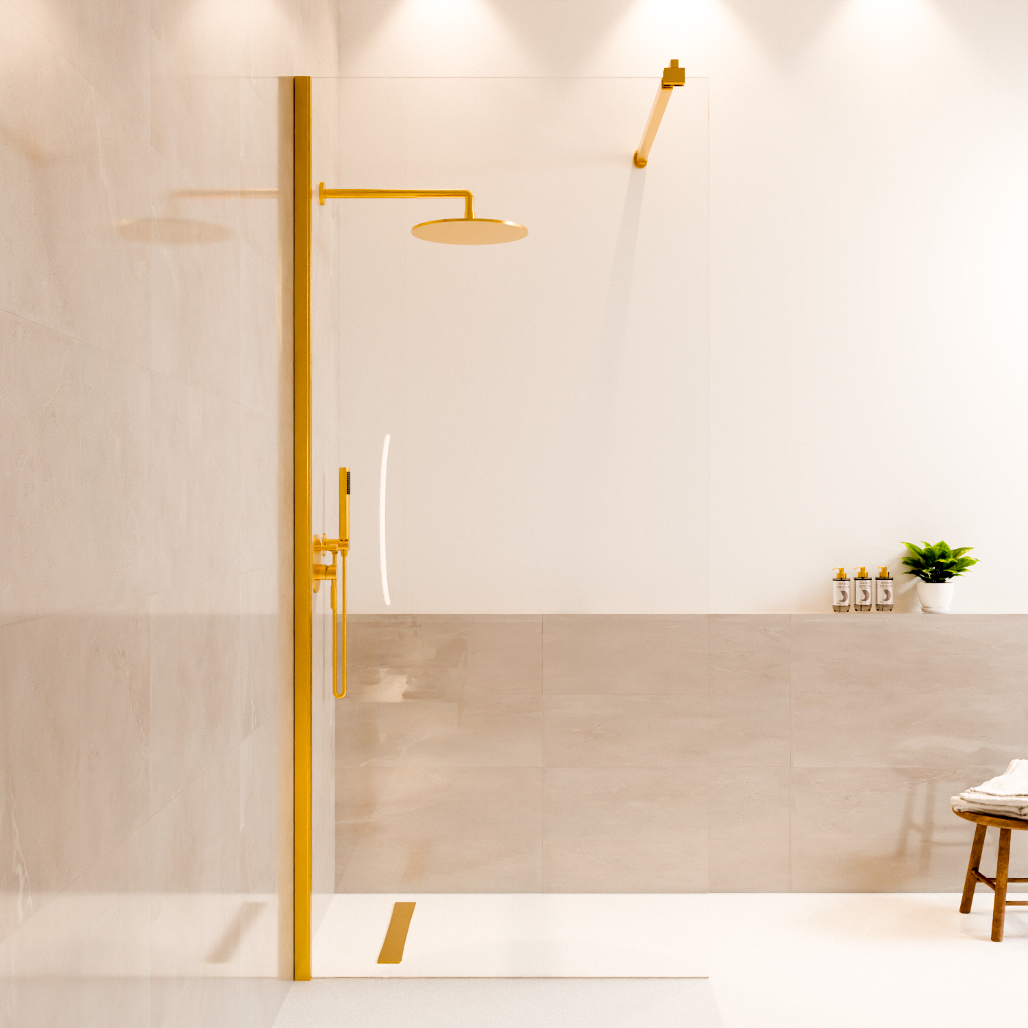 Douchewand Lima 90 x 200 cm - Glanzend Goud - Nano Coating
