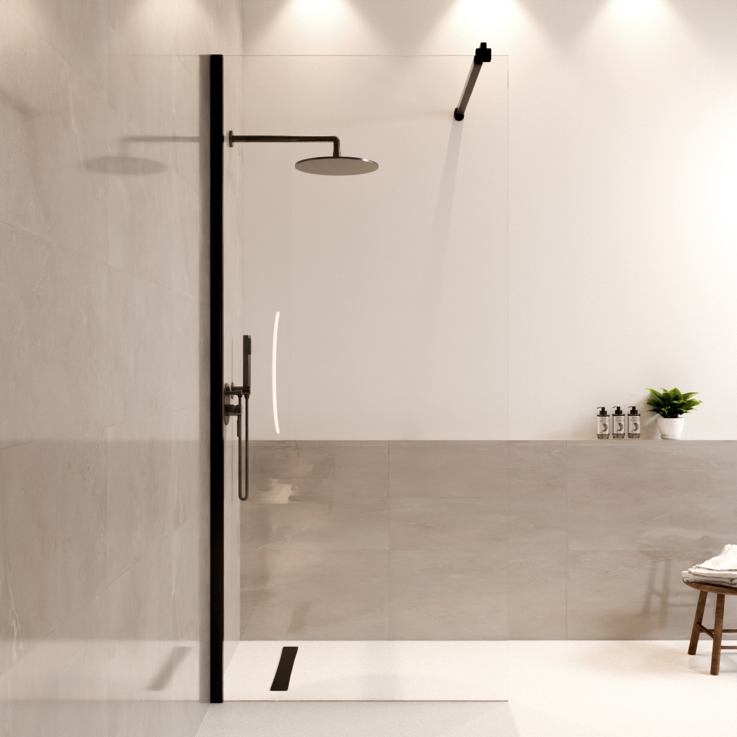 Douchewand Lima 90 x 200 cm - Zwart - Nano Coating