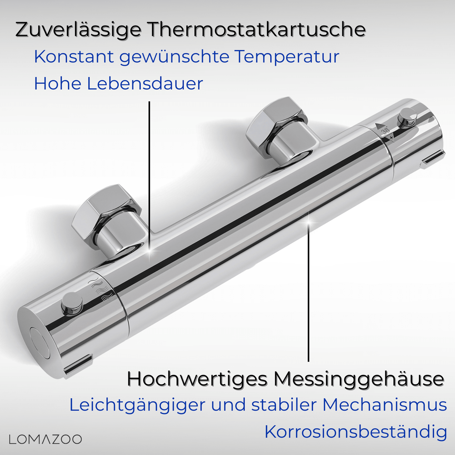 Thermostatische douchekraan Chroom - 12cm - lomazoo.com
