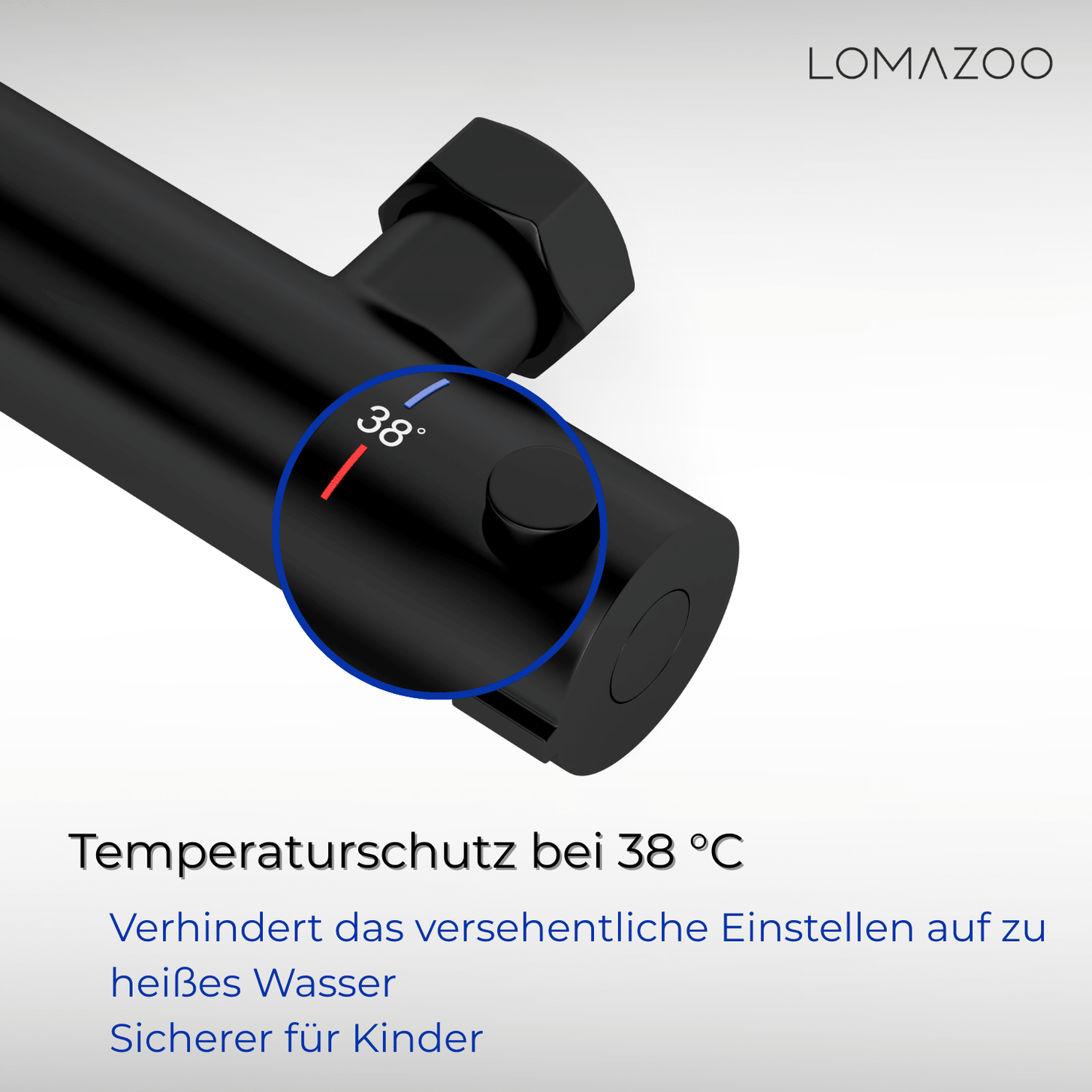 Thermostatische douchekraan Mat Zwart - 12cm - lomazoo.com