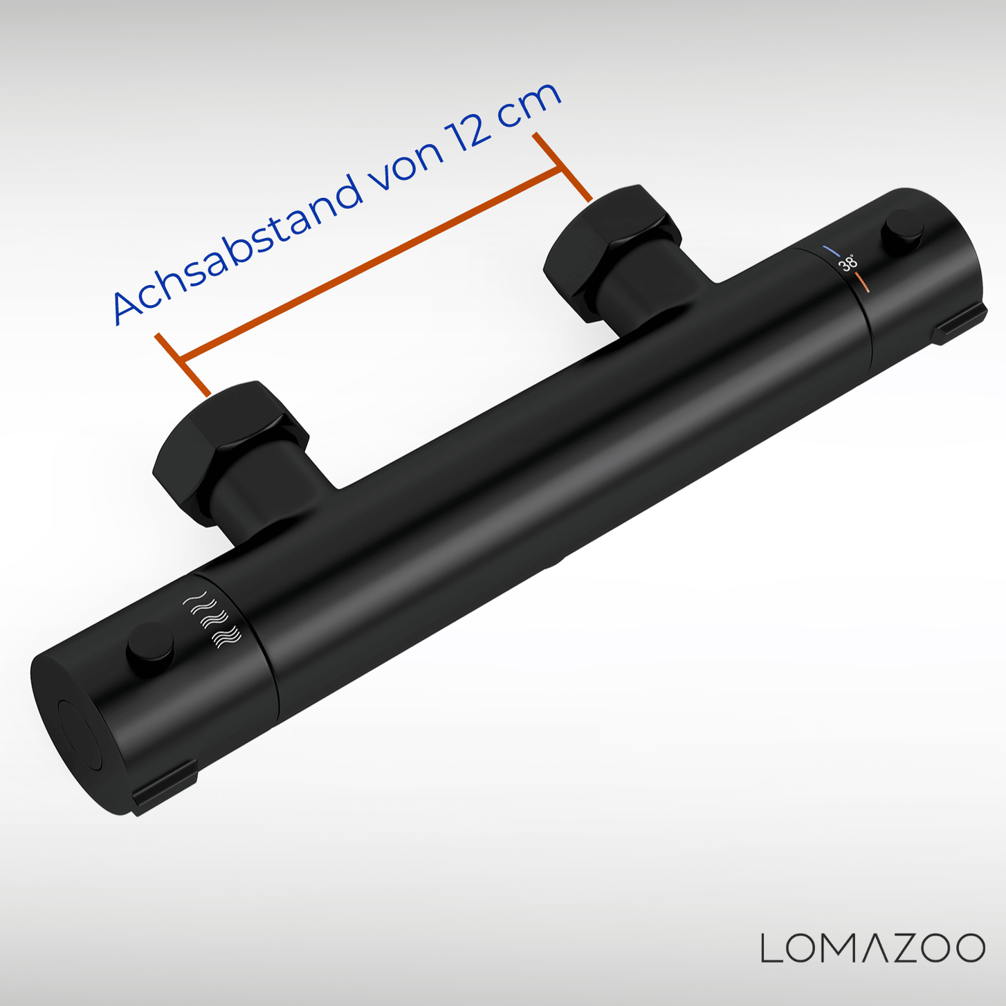 Thermostatische douchekraan Mat Zwart - 12cm - lomazoo.com